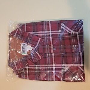 Brand new Men's XX size red & black plaid Haband button-down shirt